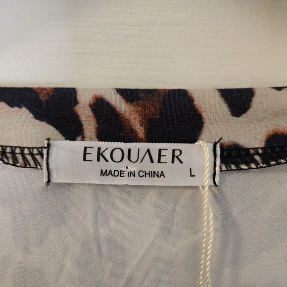 Ekouaer Cotton Leopard Print Sleeveless Pajama Sleepshirt Size Large NWT - Picture 3 of 10